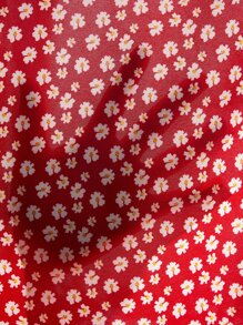 SHEIN Frenchy Allover Floral Print Button Front Jumpsuit Without Belt - Red and White - View 6