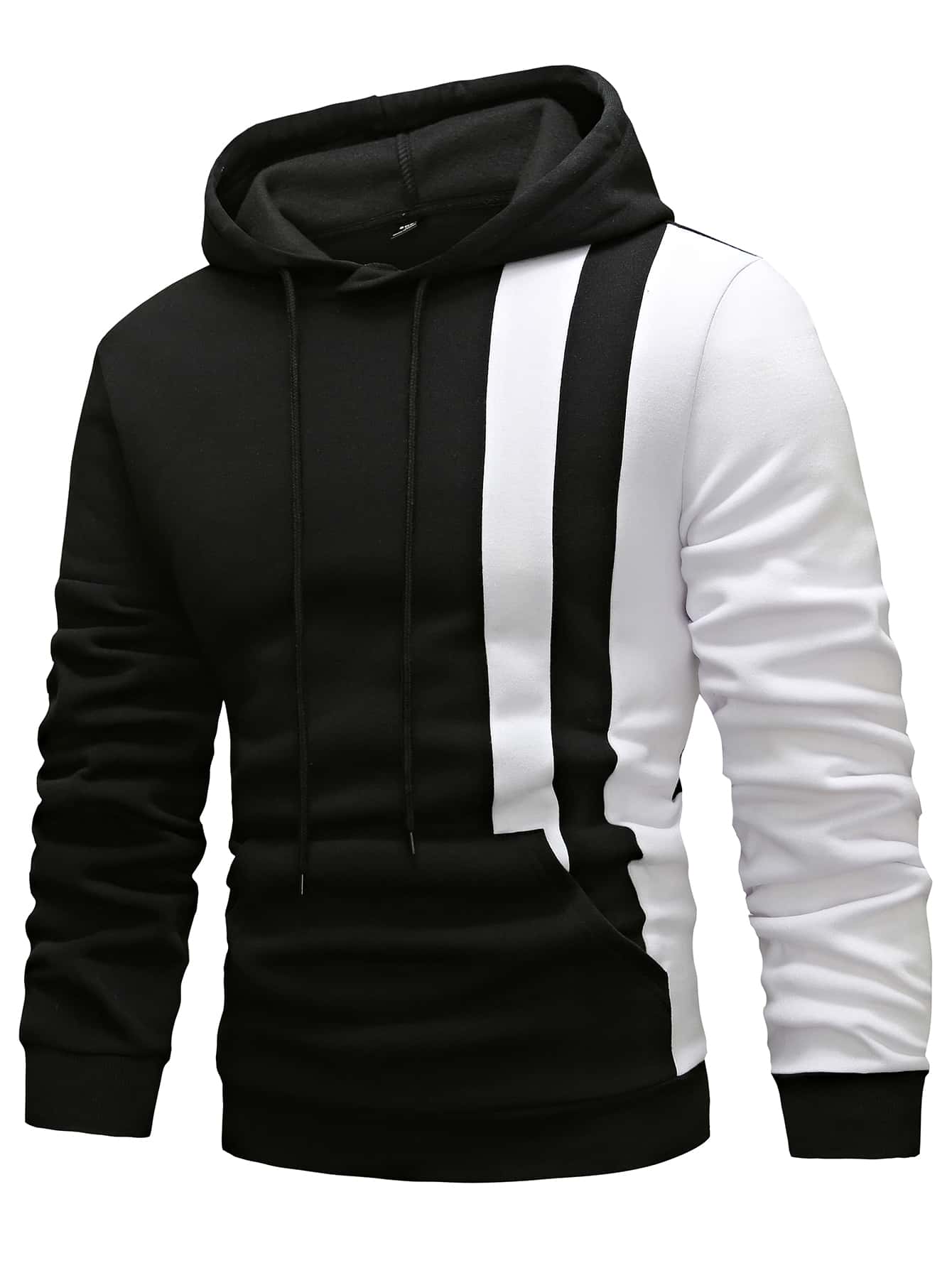 Manfinity Hombres Capucha de color combinado con cordón - Negro - Ver 1