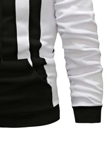 Manfinity Hombres Capucha de color combinado con cordón - Negro - Ver 3