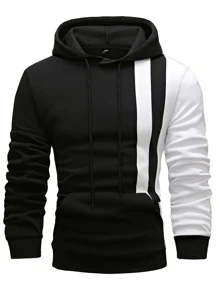 Manfinity Hombres Capucha de color combinado con cordón - Negro - Ver 4