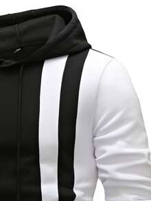 Manfinity Hombres Capucha de color combinado con cordón - Negro - Ver 5