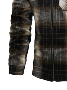 Manfinity Men Plaid Patched Pocket Overcoat - Multicolor - View 3
