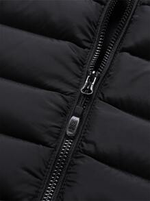 Manfinity Homme Men's Long Sleeve Casual Solid Hooded Padded Coat, Winter Plain Going Out Basic , Fall