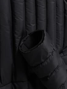 Manfinity Homme Men's Long Sleeve Casual Solid Hooded Padded Coat, Winter Plain Going Out Basic , Fall