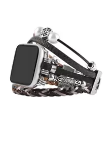 1pc Tree Of Life PU Beaded Bracelet Apple Watch Band Strap Compatible With Apple Watch 38mm 40mm 41mm 42mm 44mm 45mm 49mm Vintage Smart Watch Replacement WristBand Strap Compatible With Apple Watch Series 9 8 7 SE 6 5 4 3 2 1
