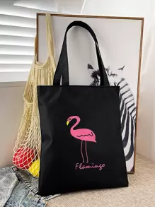 Bolso de compras con estampado de flamencos Mochila escolar para graduados, adolescentes, estudiantes de primer año, estudiantes de segundo año, junior y senior en la universidad, la universidad y la escuela secundaria, perfecta para actividades al aire libre, viajes y regreso a la escuela - Negro - Ver 1