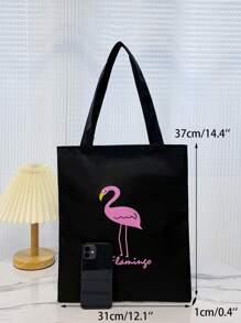 Bolso de compras con estampado de flamencos Mochila escolar para graduados, adolescentes, estudiantes de primer año, estudiantes de segundo año, junior y senior en la universidad, la universidad y la escuela secundaria, perfecta para actividades al aire libre, viajes y regreso a la escuela - Negro - Ver 5