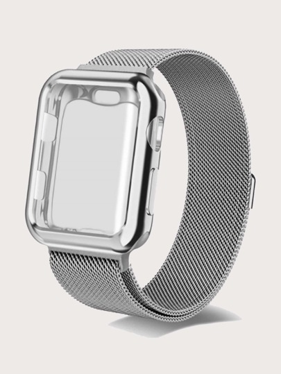 حزام ساعة معدني و حالة متوافق مع Apple Watch
