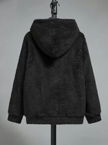 SHEIN 男孩卡通刺繡毛絨帽衫