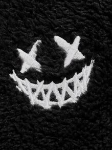 SHEIN 男孩卡通刺繡毛絨帽衫