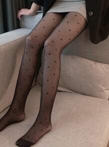 Quần tất họa tiết trái tim - màu đen - Xem 1