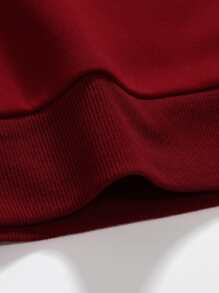 Manfinity Homme Nam Đồ họa Chữ cái Panel Tương phản Áo nỉ - Màu Đỏ Sâu - Xem 3