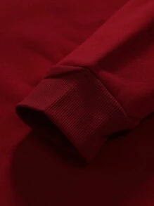 Manfinity Homme Nam Đồ họa Chữ cái Panel Tương phản Áo nỉ - Màu Đỏ Sâu - Xem 4