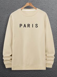 Manfinity Homme 男士1件字母圖形寬鬆運動衫 - 卡其色 - 查看 3