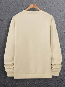 Manfinity Homme 男士1件字母圖形寬鬆運動衫 - 卡其色 - 查看 2