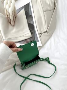 女士肩背街頭時尚包防水,輕便,商務休閒小扣裝飾翻蓋方形包,適用於青少年女孩、女大學生、新手及白領員工,適合辦公室、大學、工作、商務和通勤使用 - 綠色 - 查看 5