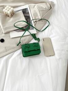 女士肩背街頭時尚包防水,輕便,商務休閒小扣裝飾翻蓋方形包,適用於青少年女孩、女大學生、新手及白領員工,適合辦公室、大學、工作、商務和通勤使用 - 綠色 - 查看 6