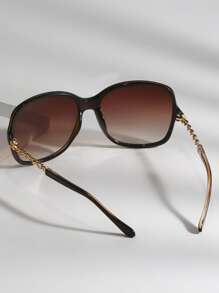 Simple Tinted Lens Fashion Glasses For Daily Life Elegant Sunglasses Beach Sun Glasses Beach Accessories For Women Sun Glasses Sunglasses Shades Fashionable Shade Elegant Outfit Family Outings Travel Vacation Holiday For Summer Beach Vacation,Outdoor,Travel - Brown - View 2