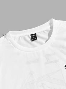 Manfinity Men Cartoon & Japanese Letter Graphic Tee - White - View 4