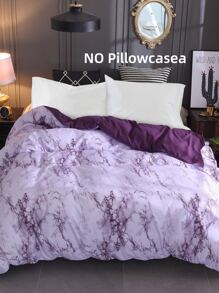 Marble Pattern Duvet Cover Without Filler - Purple - View 2