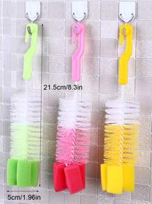 1pc Long Handle Random Color Cleaning Brush, Cup Brush For Household - Multicolor - View 4