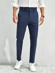 Manfinity VCAY Men Slant Pocket Suit Trousers - Navy Blue - View 3