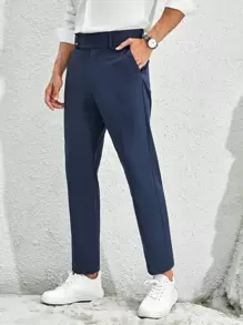 Manfinity VCAY Men Slant Pocket Suit Trousers - Navy Blue - View 5