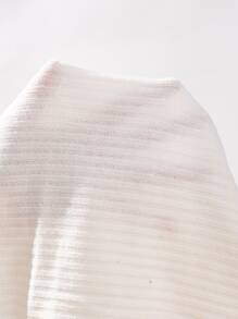 SHEIN Frenchy Ribbed Knit Lettuce Trim Contrast Lace Crop Top - White - View 6