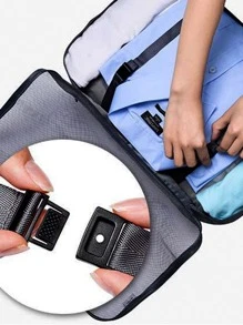 7pcs Slogan Graphic Travel Storage Bag, Black Multifunction Packing Bag For Travel,Boho Vibes - Black - View 5