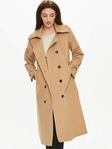 Gabardina con botones con cinturón - Caqui - Ver 3