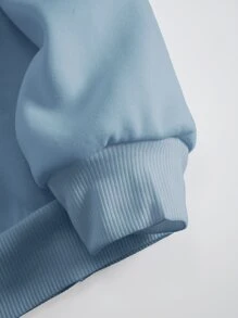 SHEIN EZwear 字母和花卉刺繡加絨內裏運動衫