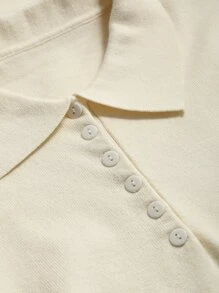 DAZY Polo領條紋針織套頭毛衣 - 杏色 - 查看 6