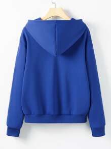 SHEIN Unity Quần áo thể thao nữ Dây kéo Pha lê kim cương Lễ Các Thánh Giải trí - Màu xanh lam - Xem 2