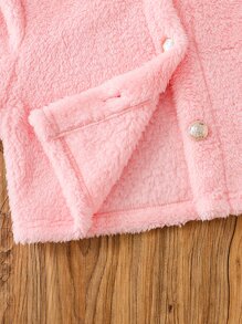 Girls Contrast Collar Teddy Jacket & Skirt - Pink - View 6