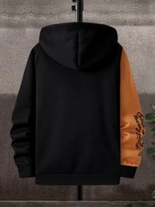 Manfinity Hypemode 男士雙色字母和熱帶圖案拉鏈開襟保暖連帽衫不帶T恤 - 彩色 - 查看 2