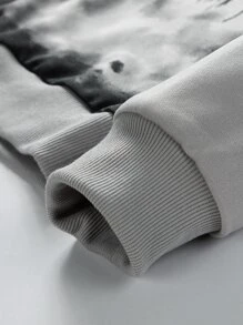 Manfinity Homme 男士山水圖案抽繩連帽衫 - 淺灰色 - 查看 4