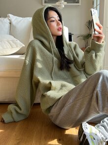 DAZY Áo khoác nữ Túi Dây kéo màu trơn Giải trí - màu xanh lá - Xem 1