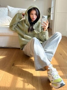 DAZY Áo khoác nữ Túi Dây kéo màu trơn Giải trí - màu xanh lá - Xem 4