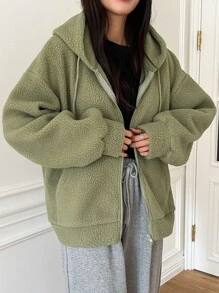 DAZY Áo khoác nữ Túi Dây kéo màu trơn Giải trí - màu xanh lá - Xem 7