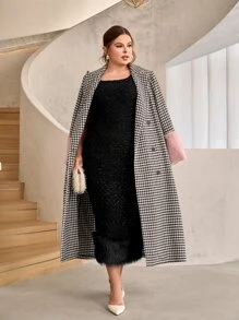 Modelyn Plus 1pc Fuzzy Hem Split Back Tank Dress Without Shirt - Black - View 6