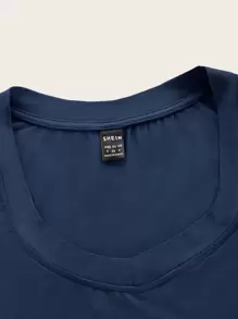 Muchica Camiseta corta de cuello scoop unicolor - Azul Marino - Ver 4