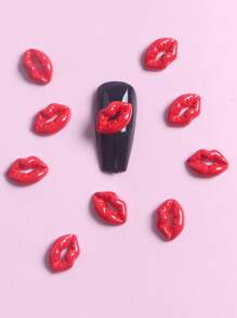 TSZS 10 件性感红唇金属美甲装饰，酷炫可爱 DIY 美甲配件，适合情人节美甲用品指甲饰品美甲宝石 - 紅色 - 查看 6