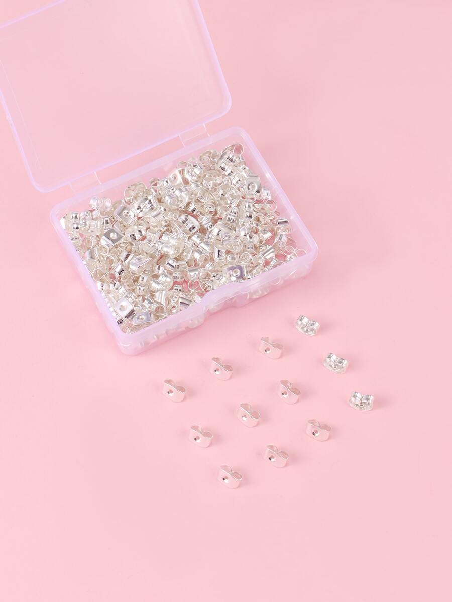 200 piezas Tapón trasero de pendiente unicolor - Plateado - Ver 1