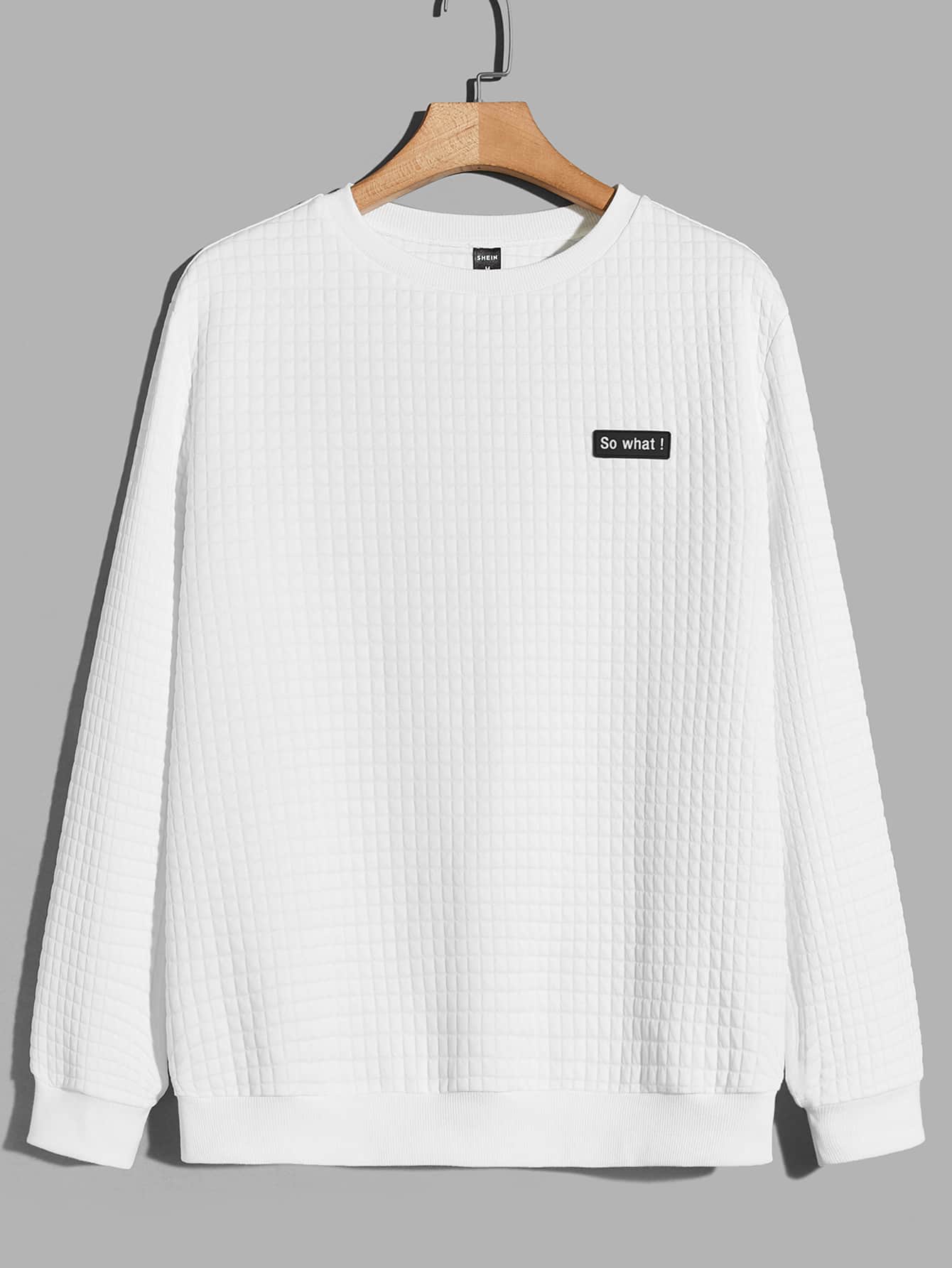 Manfinity VCAY Áo nỉ Nam Đắp vá Lá thư Giải trí - trắng - Xem 1