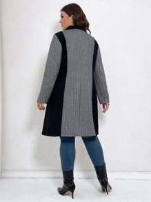 Abrigo con patrón de cuadros de color combinado - Multicolor - Ver 2