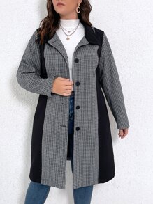 Abrigo con patrón de cuadros de color combinado - Multicolor - Ver 4