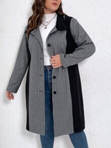 Abrigo con patrón de cuadros de color combinado - Multicolor - Ver 5