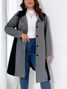 Abrigo con patrón de cuadros de color combinado - Multicolor - Ver 6