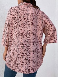 SHEIN LUNE Camisa con estampado de hombros caídos - Rosa - Ver 2
