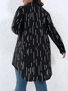 Calvaya Camisa con estampado de rayas - Negro - Ver 2